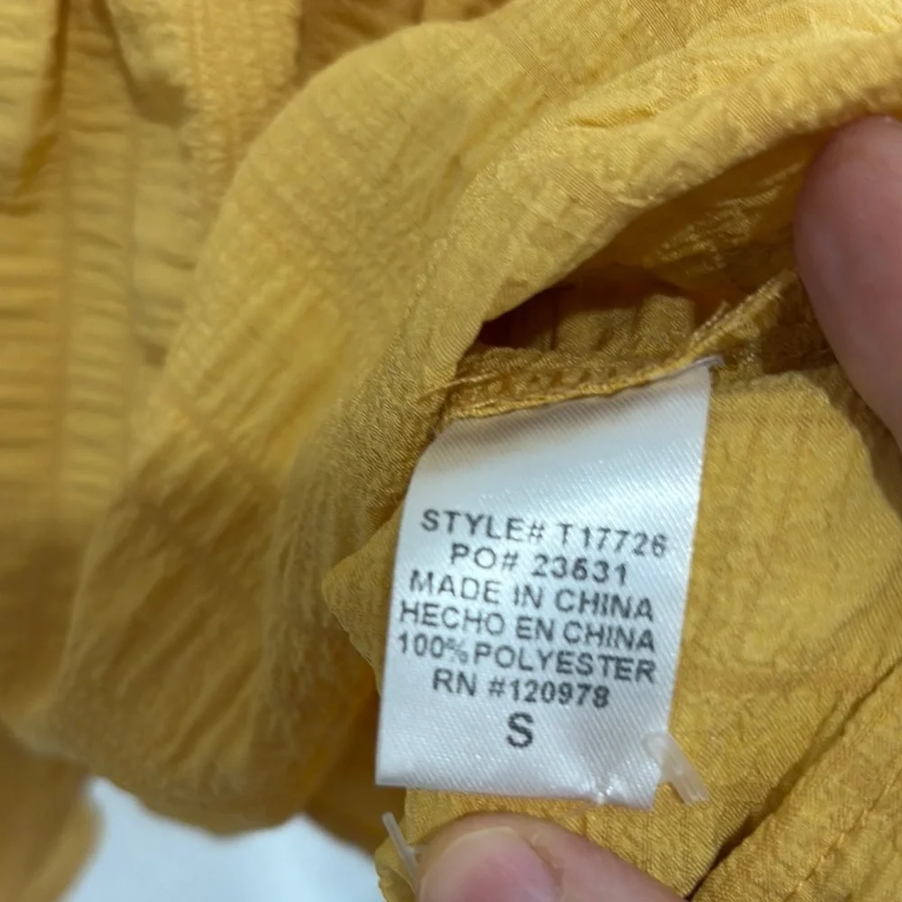 Mustard Button-Down Ruffle Top - Picture 4 of 7
